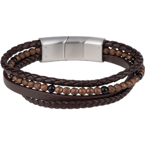 Juwelier Schell 167608 Jacques Lemans Lederarmband mit Hämatit & Onyx S-B116A