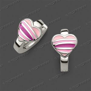 Juwelier Schell 165561 Jung Creolen Herz Rosa Gestreift 15-0074-4