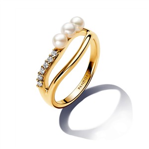 Juwelier Schell 177430 Pandora Ring Perle & Organisches Doppelband 163258C01-60