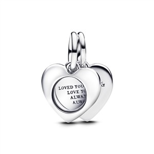 Juwelier Schell 176921 Pandora Moments Doppelcharm Gravierbares Herz mit Lupe 793671C00