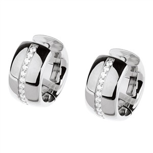 Juwelier Schell 177376 Ernstes Design Scharniercreolen Funkelnde Linie Breit E738