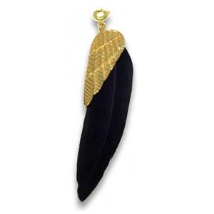 Juwelier Schell 143276 Traumfänger Anhänger Traumfeder Gold/Schwarz Groß TF08LGOBK