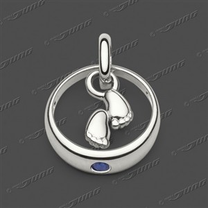 Juwelier Schell 177333 Jung Anhänger Taufring mit Füßchen Blau 50-0002.31