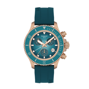 Juwelier Schell 177978 Tissot Armbanduhr Seastar 1000 Quartz Chronograph 38mm Türkis/Rosé T1202173704100