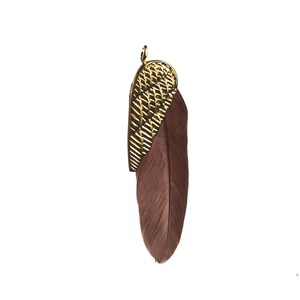 Juwelier Schell 143277 Traumfänger Anhänger Traumfeder Gold/Braun Groß TF08LGOBR