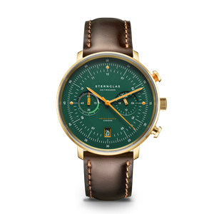 Juwelier Schell 177958 Sternglas Armbanduhr Hamburg Chrono Edition Vintage Dunkelgrün/Gold/Dunkelbraun S01-HCV22-BR01