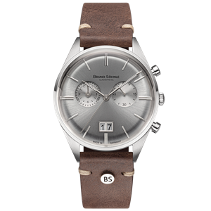 Juwelier Schell 178607 Bruno Söhnle Armbanduhr Merano Chronograph Grau/Silber/Braun 17-13233-241