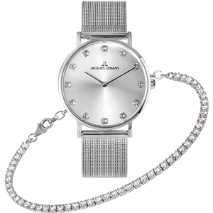 Juwelier Schell 170743 Jacques Lemans Set Nice Armbanduhr & Tennisarmband 1-2142A-SET