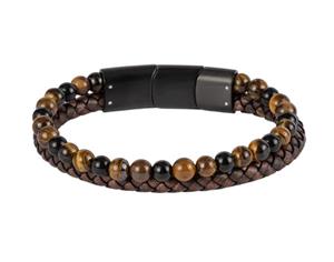 Juwelier Schell 170428 Jacques Lemans Lederarmband mit Tigerauge S-B135A