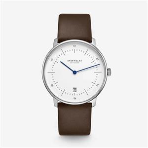 Juwelier Schell 176324 Sternglas Armbanduhr Naos Weiß/Silber/Dunkelbraun S01-NA01-PR04