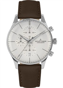 Juwelier Schell 178525 Jacques Lemans Armbanduhr London Silber/Braun 1-2163B