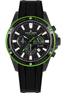 Juwelier Schell 170760 Jacques Lemans Armbanduhr Liverpool Schwarz/Grün 1-2141C