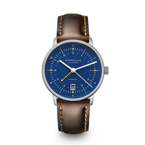 Juwelier Schell 177957 Sternglas Armbanduhr Naos Pro GMT Automatik Dunkelblau/Silber/Dunkelbraun S02-NG06-BR03