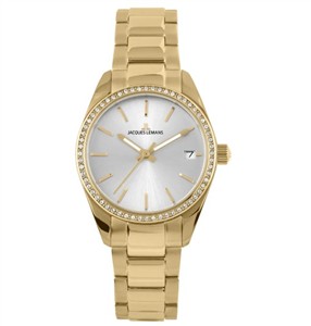 Juwelier Schell 179753 Jacques Lemans Armbanduhr Derby mit Steinbesatz Gold 1-2085.1H