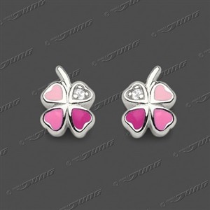 Juwelier Schell 179765 Jung Ohrstecker Kleeblatt Pink 20-0076-4