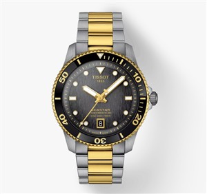 Juwelier Schell 179856 Tissot Armbanduhr Seastar 1000 40mm Grau/Gold T1208072205100