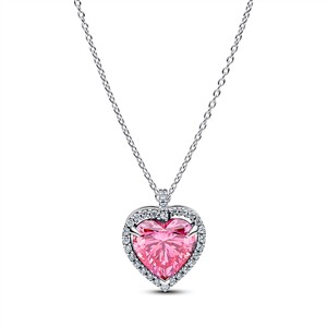 Juwelier Schell 179622 Pandora Kette mit Anhänger Rosa Herz Groß 394414C01-45