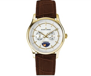 Juwelier Schell 180269 Jacques Lemans Armbanduhr Derby Gold/Silber/Braun 1-2213G
