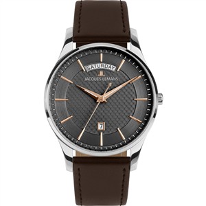 Juwelier Schell 178527 Jacques Lemans Armbanduhr London Grau/Braun/Rosé 1-2193D