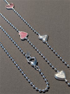 Juwelier Schell 180742 B. Haas Kugelkette Herzen Fiore 5 Massiv (3) mit Herzkarabiner 2930-4 AG L