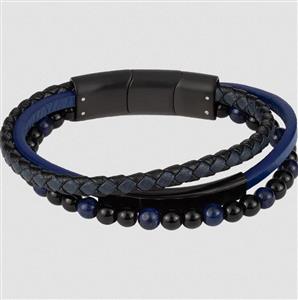 Juwelier Schell 167606 Jacques Lemans Lederarmband mit Onyx & Lapislazuli S-B112A