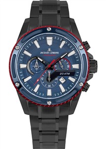 Juwelier Schell 178524 Jacques Lemans Armbanduhr Liverpool Schwarz/Blau/Rot 1-2141G