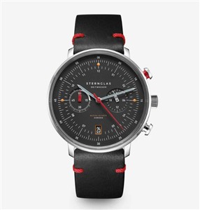 Juwelier Schell 181031 Sternglas Armbanduhr Hamburg Chrono Edition Neuwerk Schwarz/Silber/Rot S01-HCN03-VI29