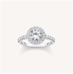 Juwelier Schell 181140 Thomas Sabo Halo-Ring mit weißem Stein im Brillantschliff Silber TR2475-051-14-58